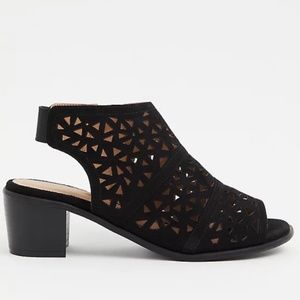 Black Faux Suede Laser Cut Shoe/Bootie - Torrid
